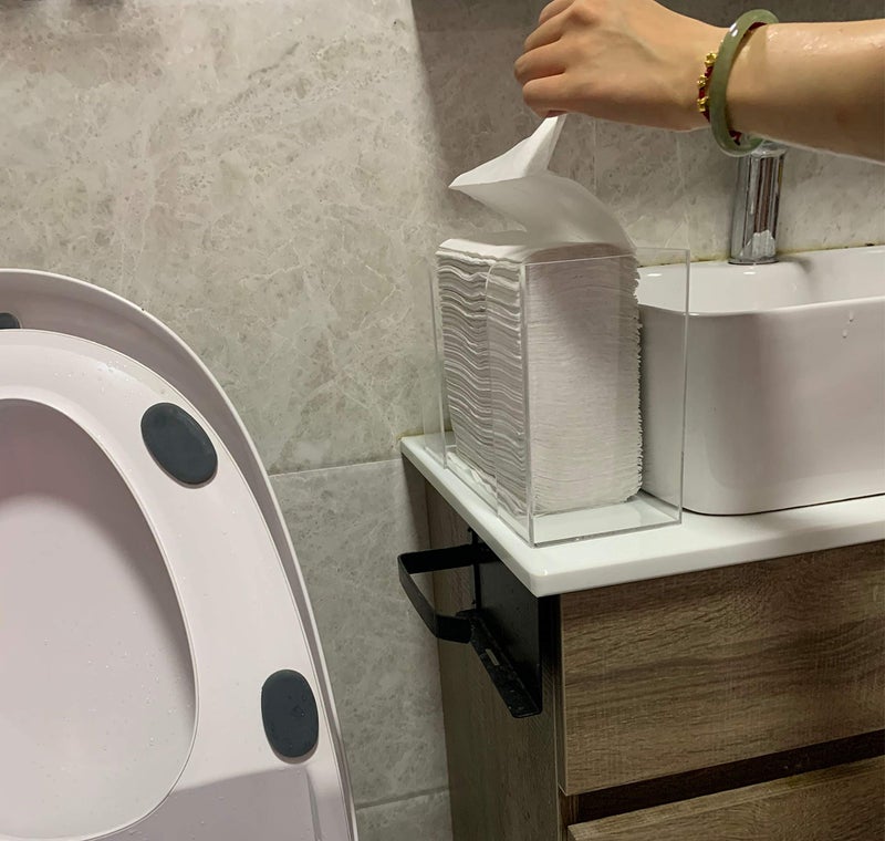 Cq acrylic Countertop Paper Towel Dispenser Folded Clear Guest Towel Napkin Holder  Suitable for Z-fold  C-fold or Multi-Fold Paper Towels Pack of 1 - Image 5